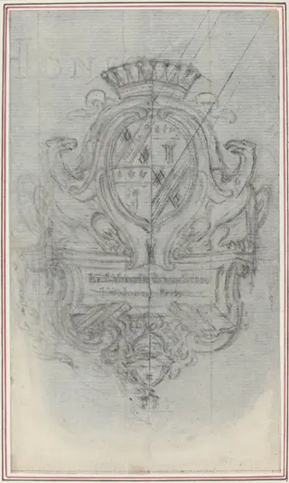 Coat of Arms with Two Eagles, by Hubert François Gravelot, graphite, 1736