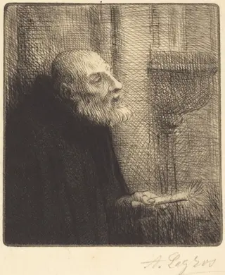 Distributor of the Holy Water (Le donneur d'eau benite), by Alphonse Legros, ink, 1874