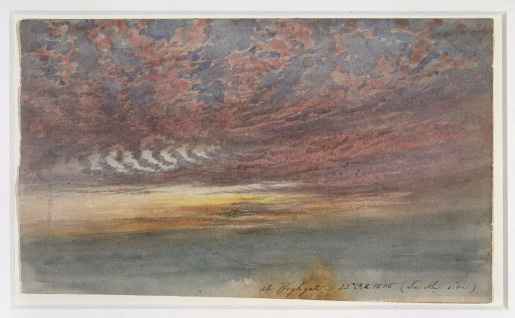 Cloud study at Highgate, by Thomas Lindsay, watercolor, 16