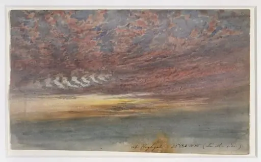 Cloud study at Highgate, by Thomas Lindsay, watercolor, 16