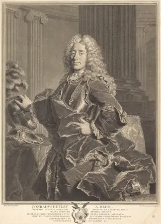 Conradus Detleu von Dehn, by François Chereau I, ink, 1729