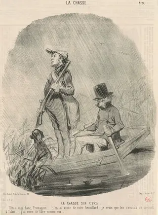 La chasse sur l'eau, by Honoré Daumier, ink, 1843
