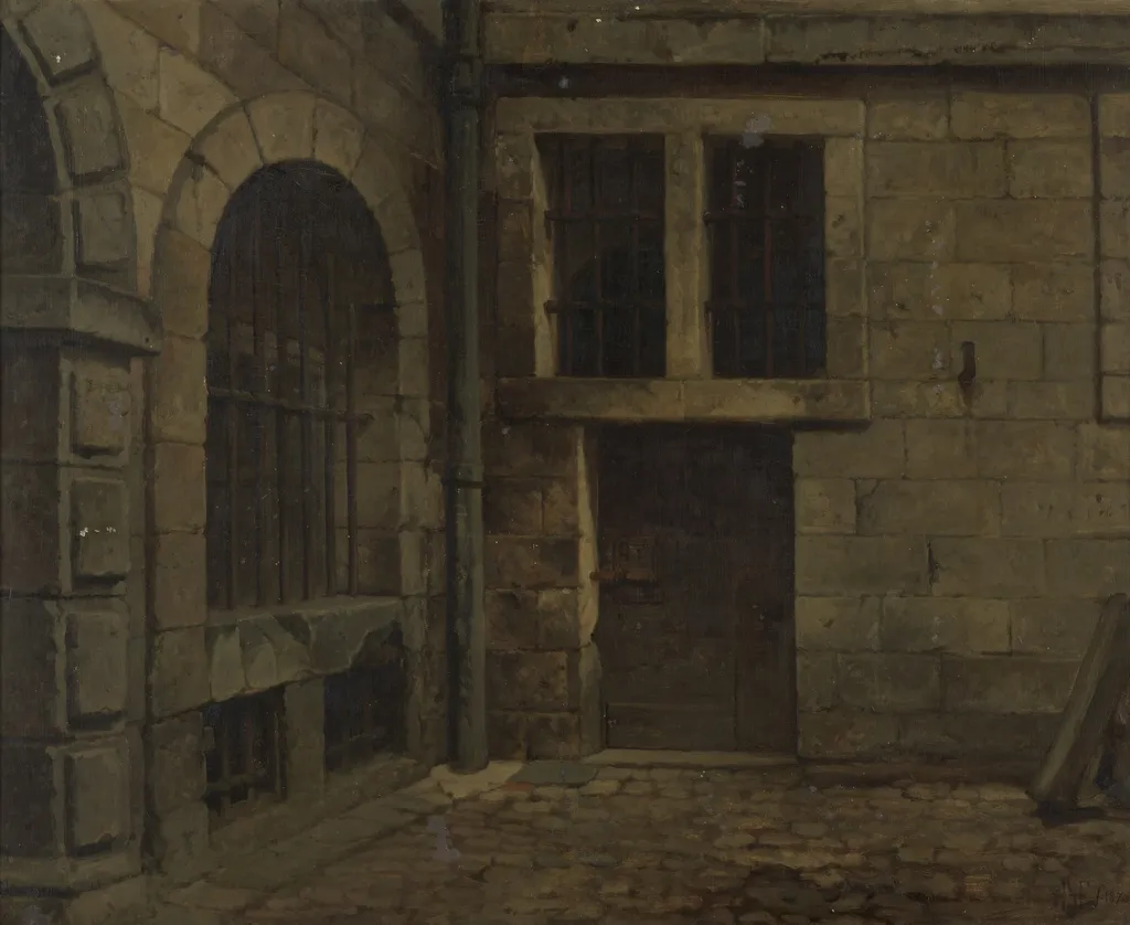 Old Courtyrad of Antwerp Town Hall, by Hendrik Frans Schaefels, oil, 1870