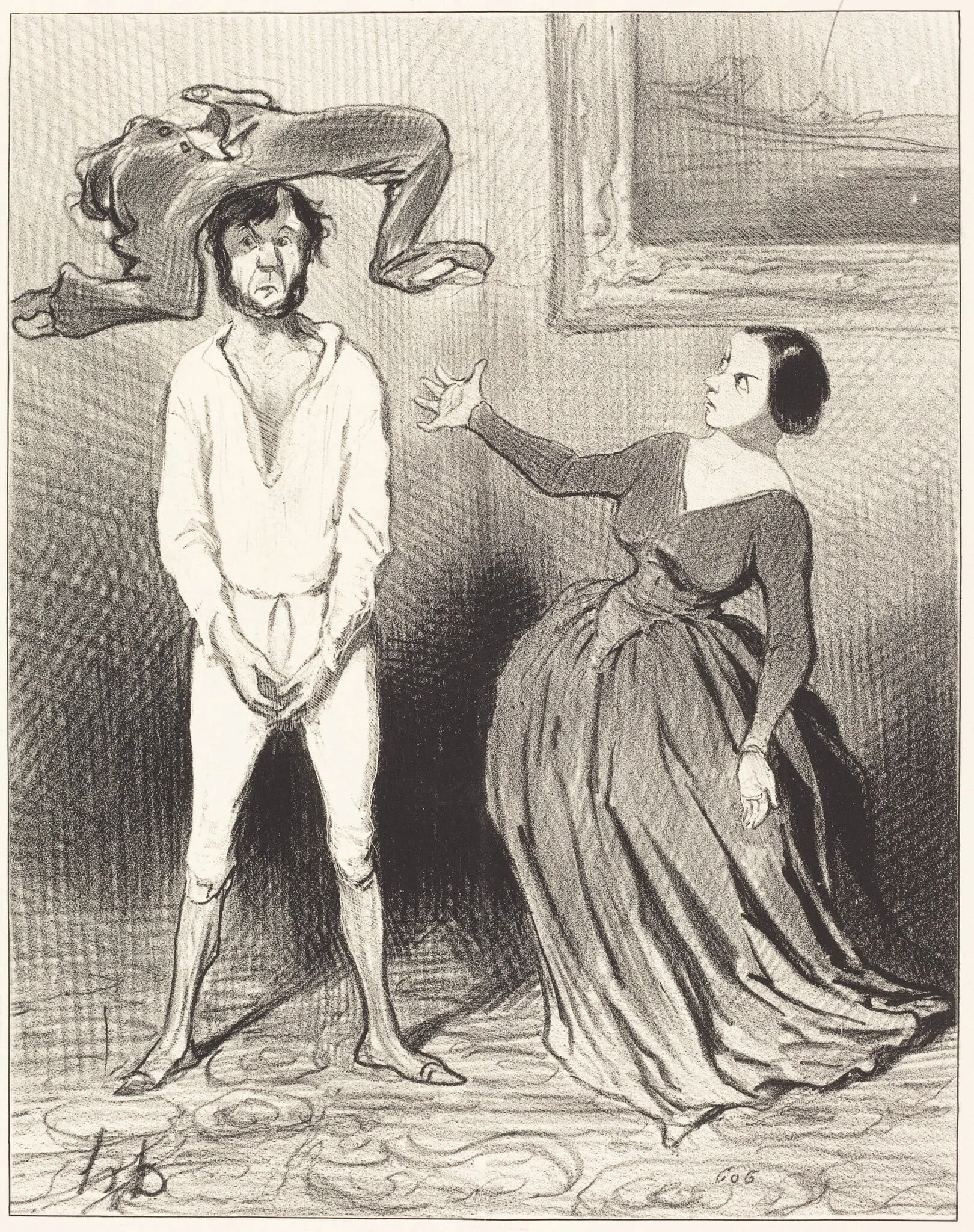 Une Femme comme moi... remettre un bouton?..., detail