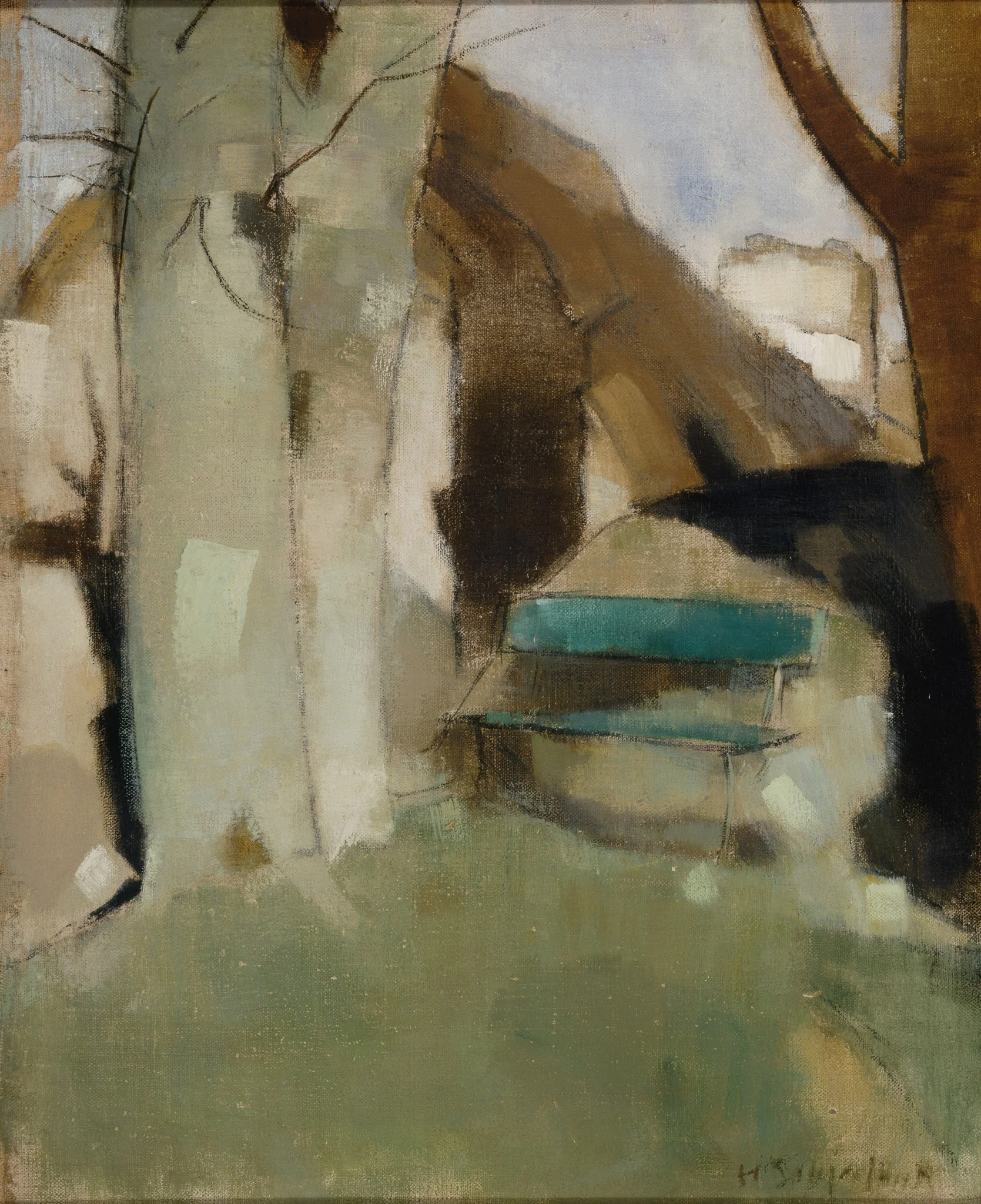 Shadow on the Wall II (Green Bench), detail