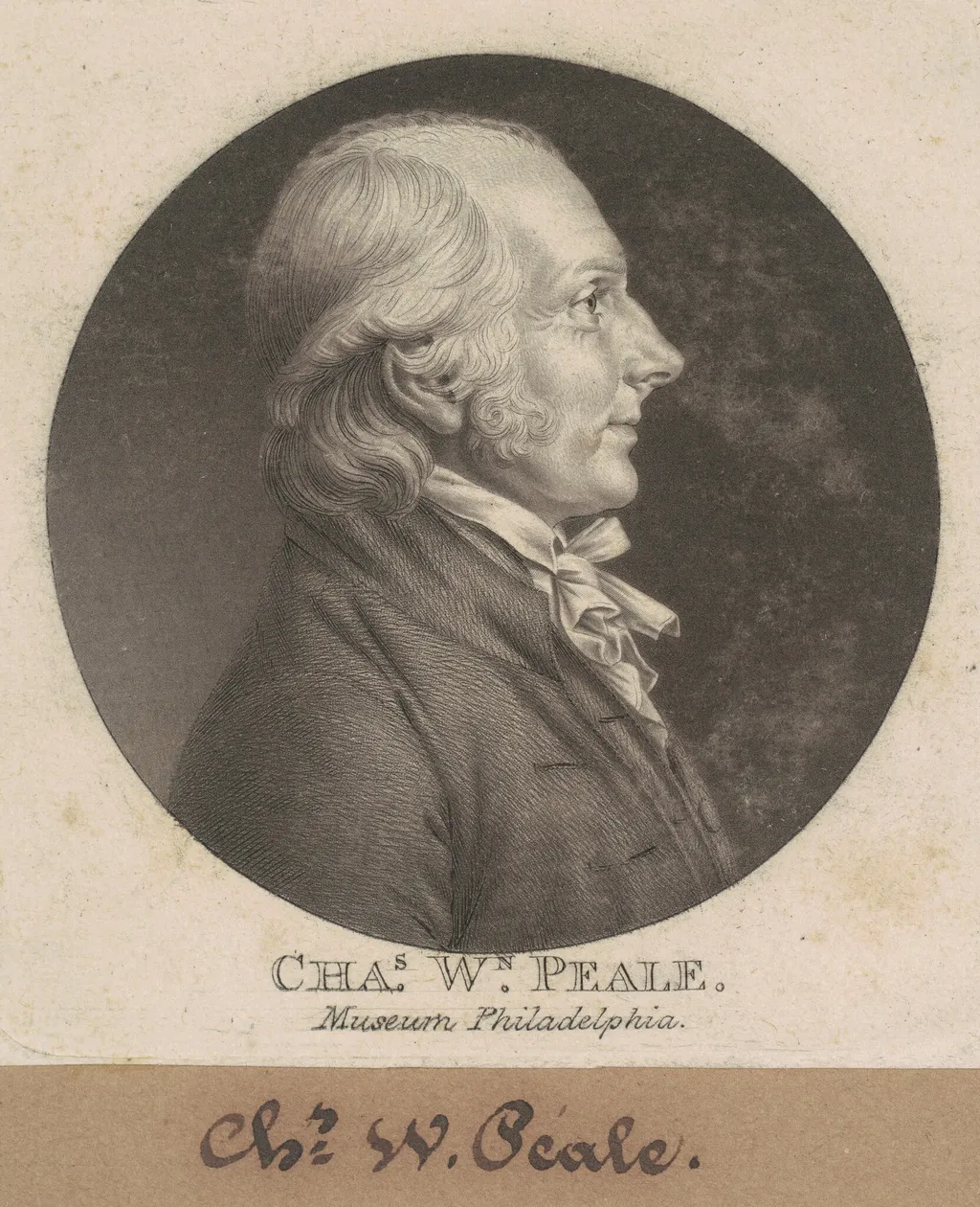Charles Willson Peale, by Charles B. J. Févret de Saint-Mémin, ink, 1807