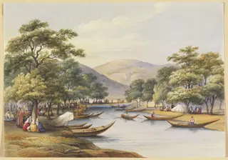 The Sweet Waters of Europe, Constantinople, by Giuseppe Schranz, watercolor, 1803