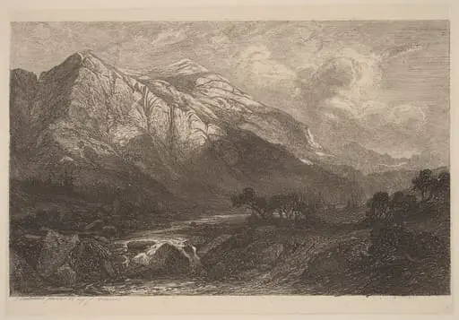 Mountain Stream, by Alexandre Calame, ink, 1840