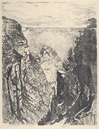 The Bright Angel Trail, by Joseph Pennell, ink, 1912