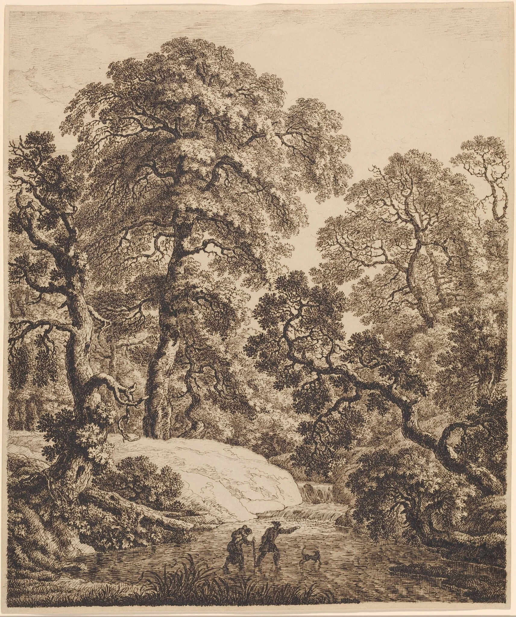 An Oak Forest with a Family of Travelers, detail