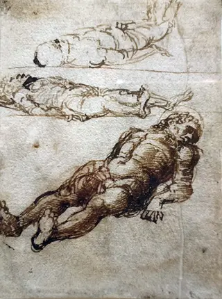 Three Studies for the Dead Christ, by Andrea Mantegna, unspecified, 1450