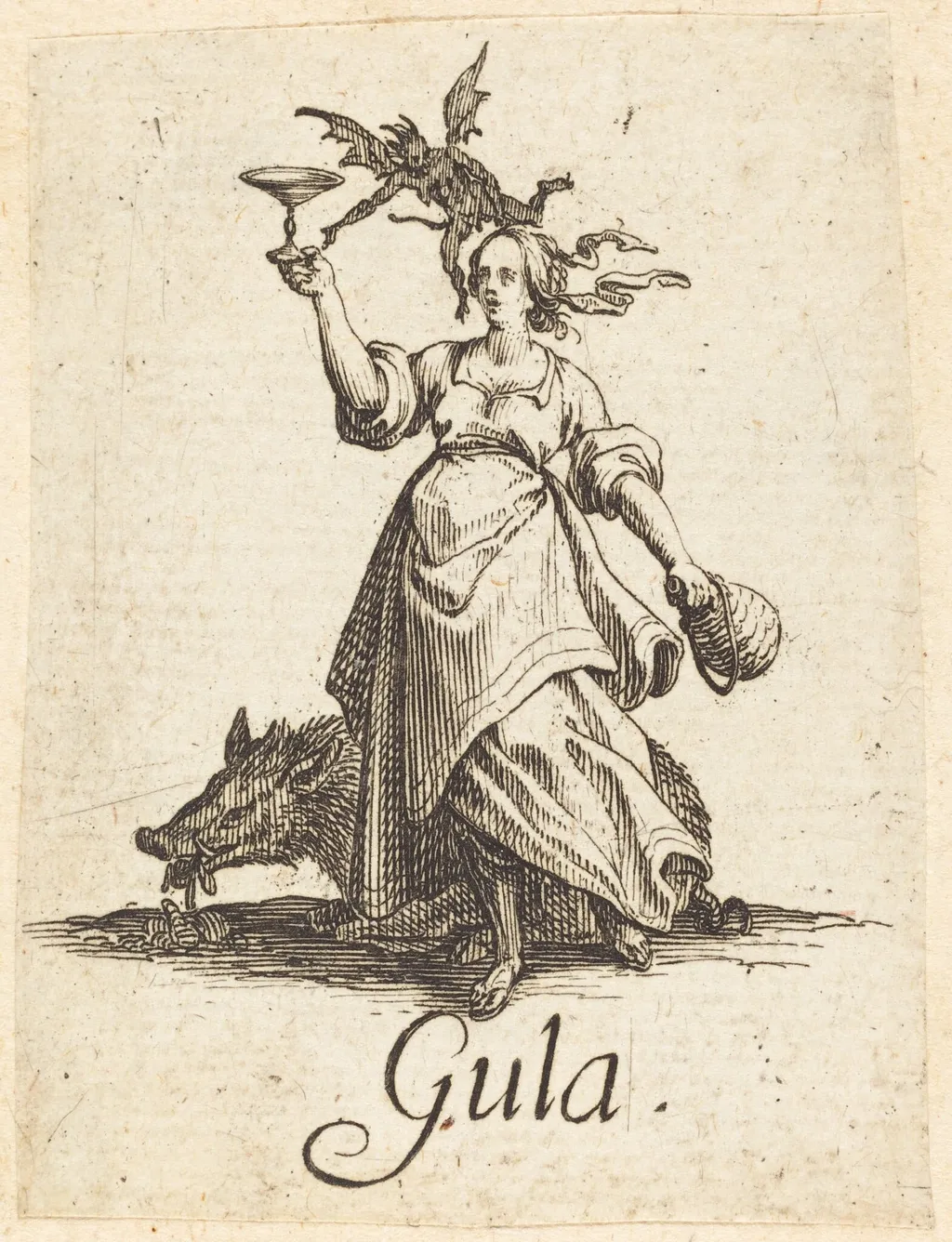 Gluttony, by Jacques Callot, ink, 1621