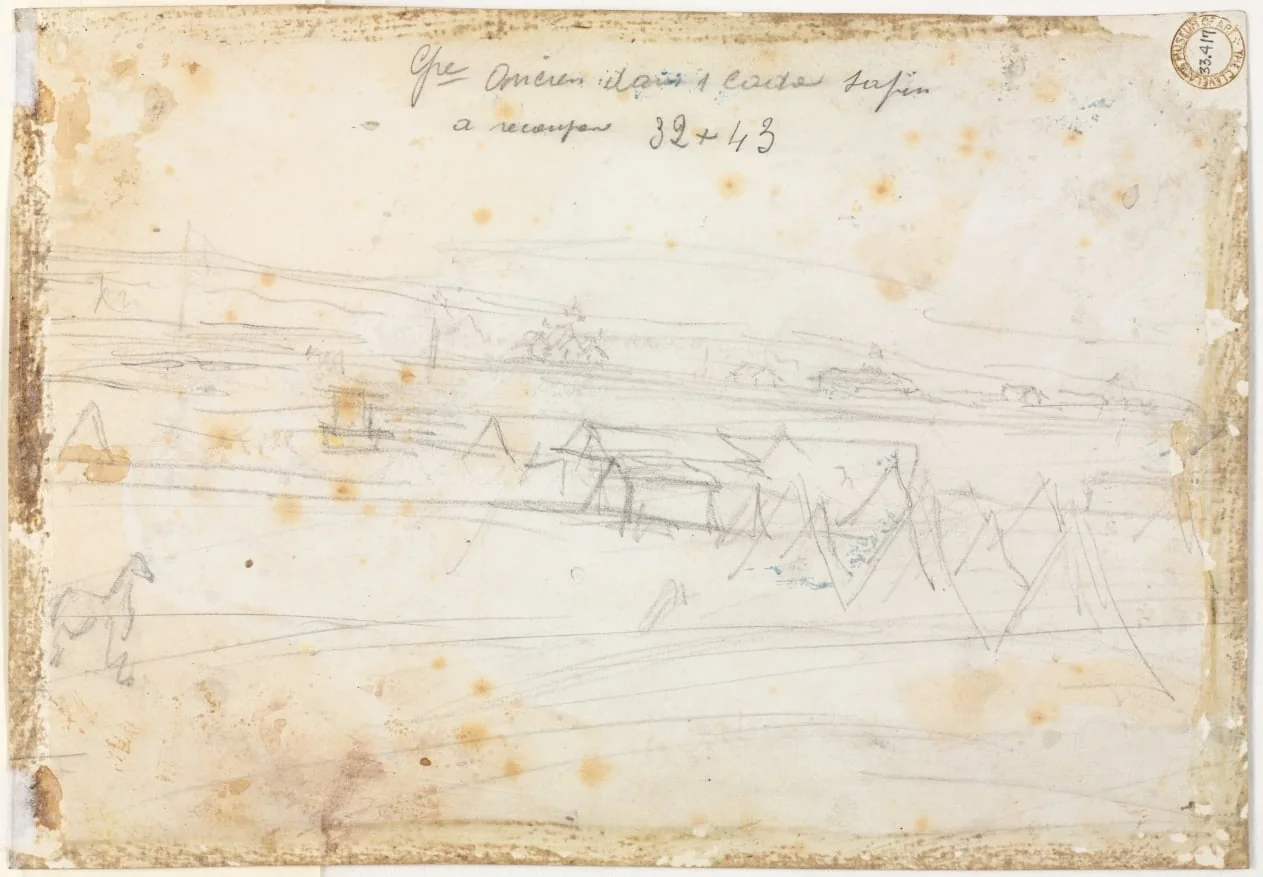 War Encampment Scene (verso), detail