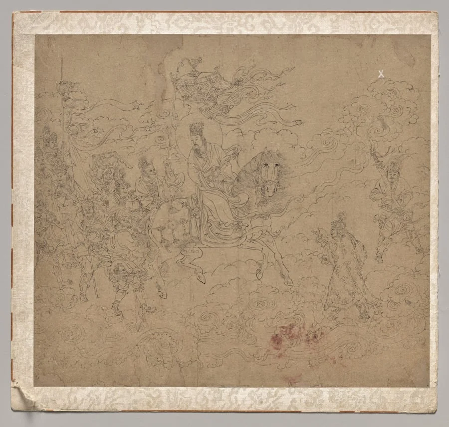 Album of Daoist and Buddhist Themes: Procession of Daoist Deities: Leaf 4, detail