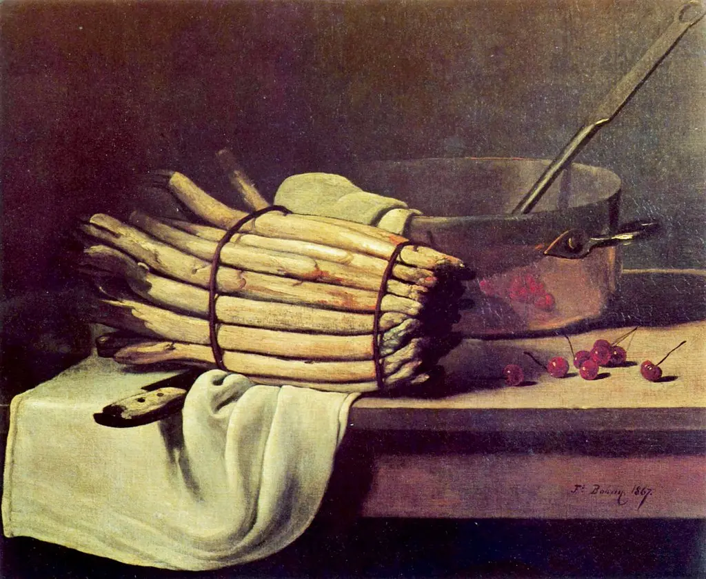 Nature morte aux asperges, by François Bonvin, oil, 1867