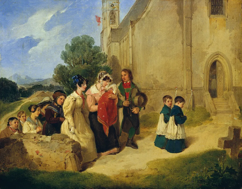 The Baptism Procession, by Peter Fendi, oil, 1829