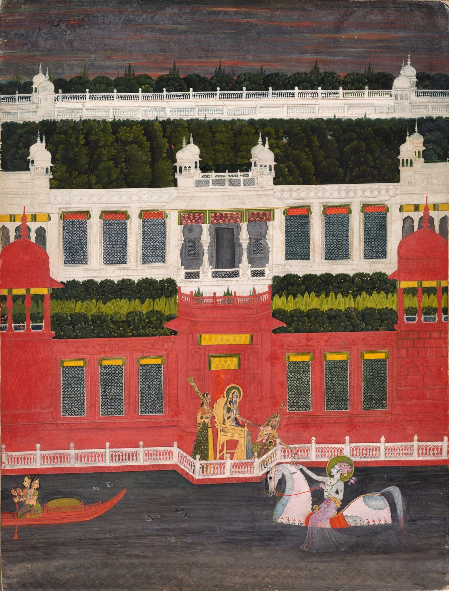 Krishna Receives a Flower Garland, detail