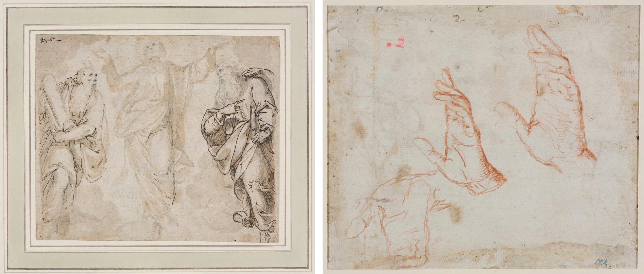 The Transfiguration (recto); Study of Hands (verso), detail