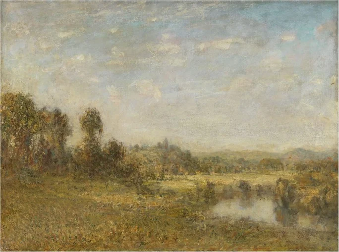 A Country Scene with Pond, detail