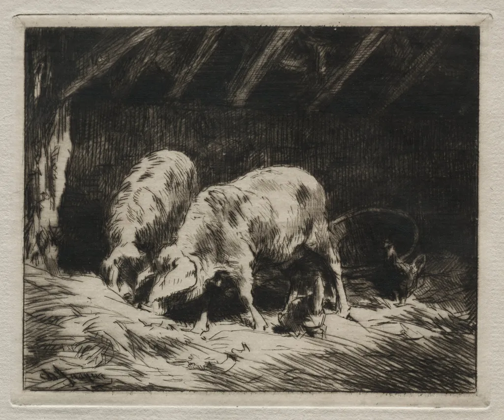 Two Pigs, by Charles Jacque, 1884