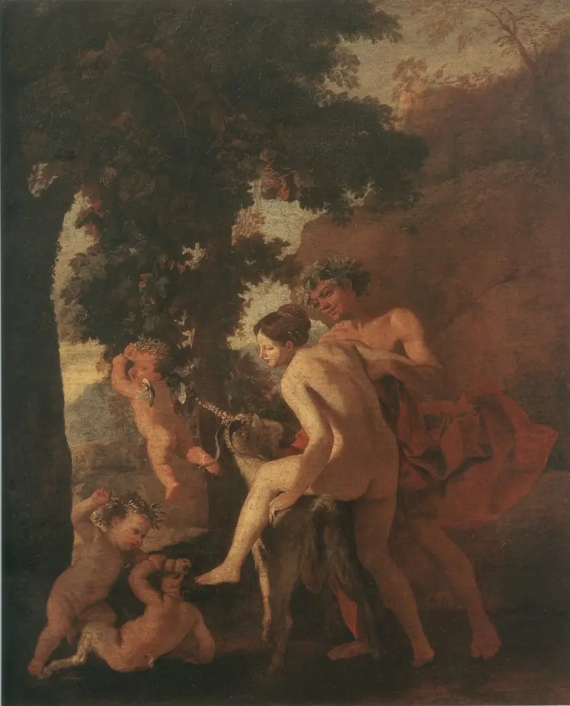 Venus, Faun and Putti, by Nicolas Poussin, oil, 1631