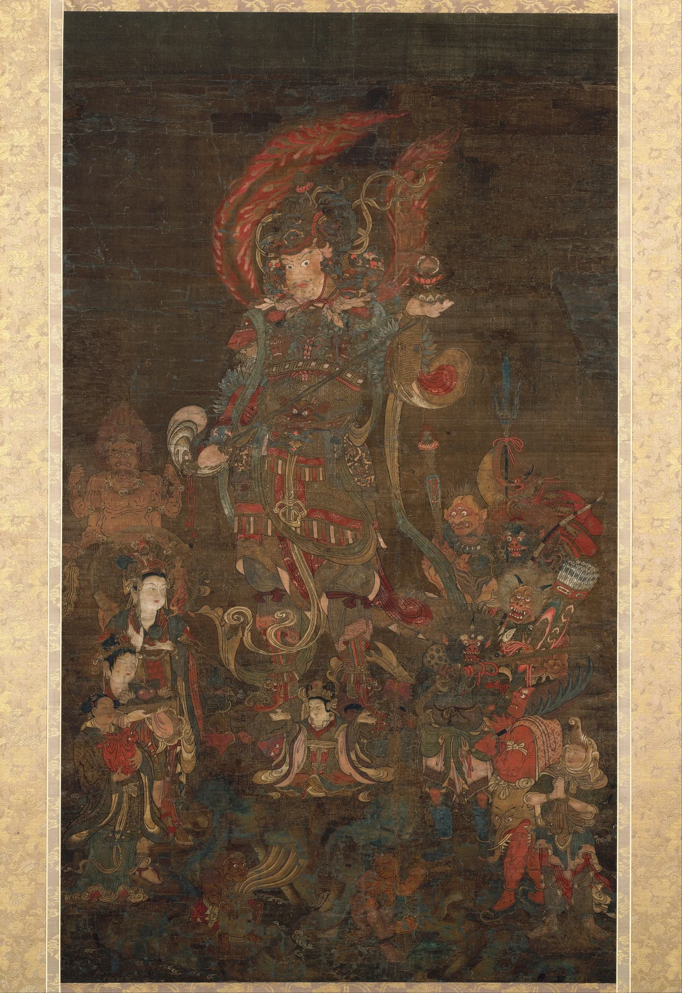 Bishamonten, the Guardian of the North, with his Retinue, detail