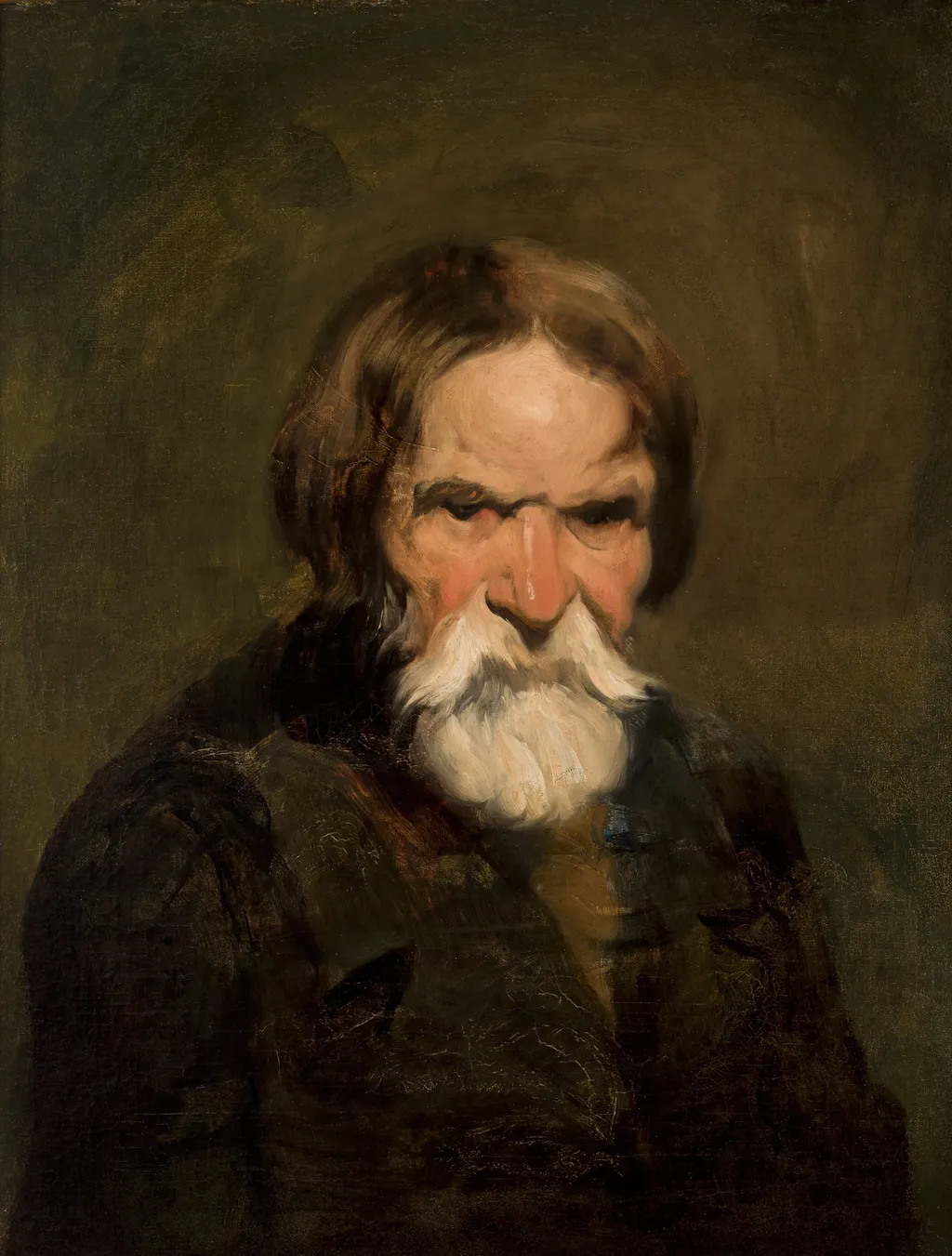 Study of a Bearded Peasant, by Piotr Michałowski, oil, 1837