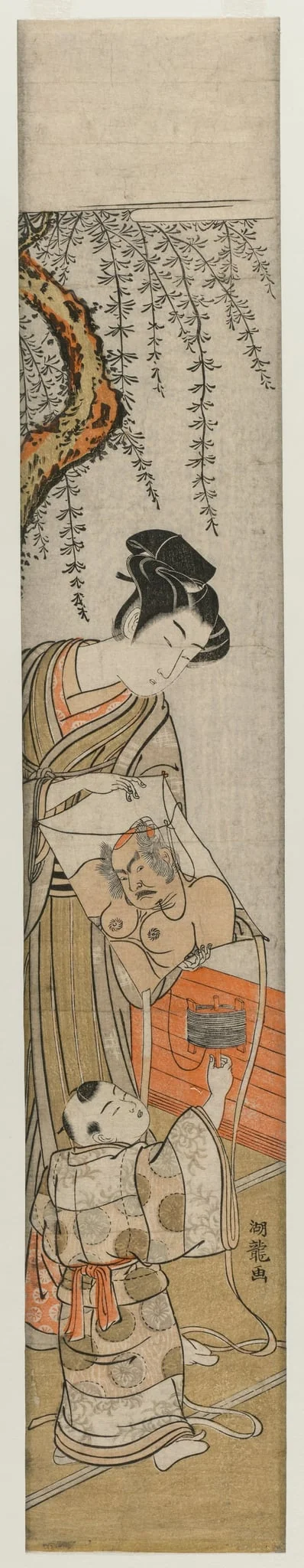 Young Man and Child with a Kite, detail