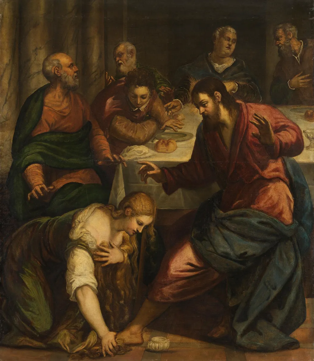 Christus im Hause des Pharisäers Simon (Kopie nach), by Jacopo Tintoretto, unspecified, 1556