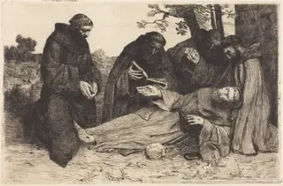 The Death of Saint Francis (La mort de St. Francois), by Alphonse Legros, ink, 1874