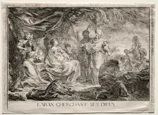 Laban Searching for His Household Gods, by Augustin de Saint-Aubin, 1763