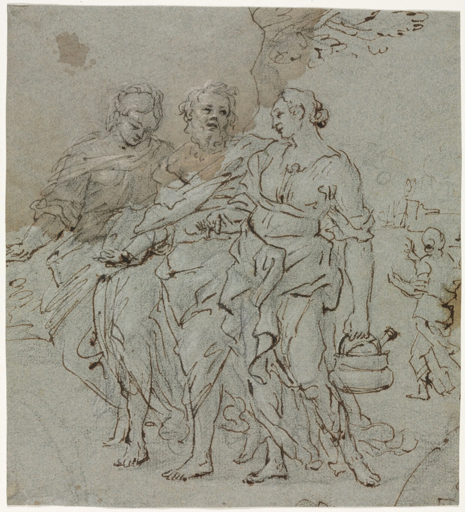 Lot and His Daughters (recto), detail