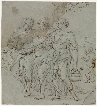 Lot and His Daughters (recto), by Pietro da Cortona, 1604