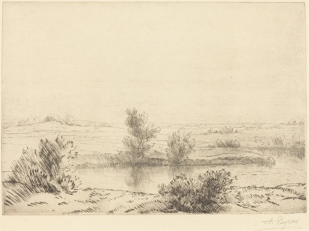 Marsh (Les marais), by Alphonse Legros, ink, 1874