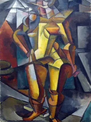 The model. Standing figure., by Lyubov Popova, oil, 1913