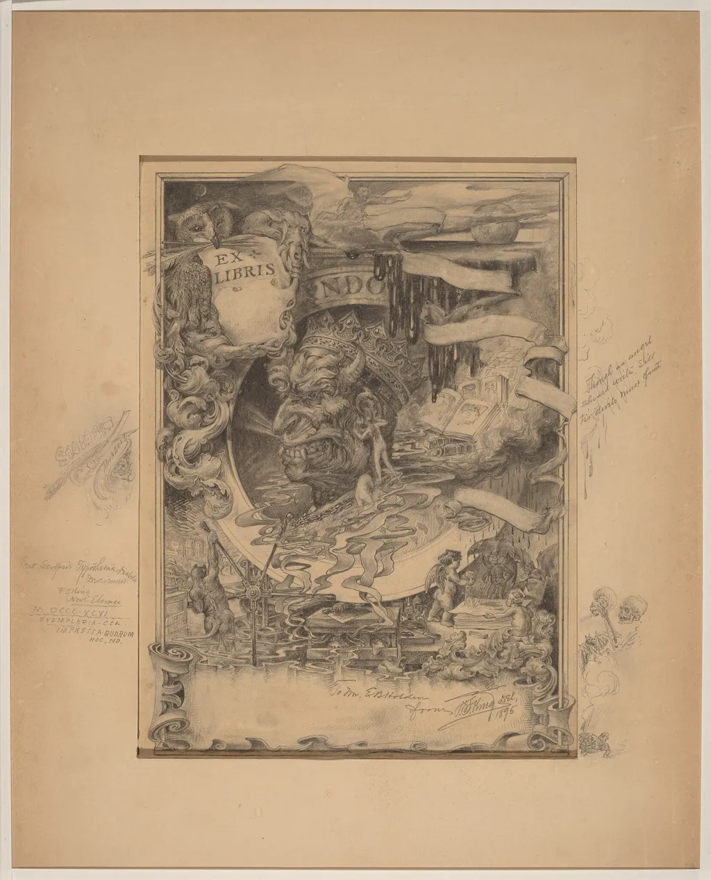 The Bookplate of the Printer's Devil, by Francis Scott King, graphite, 1895