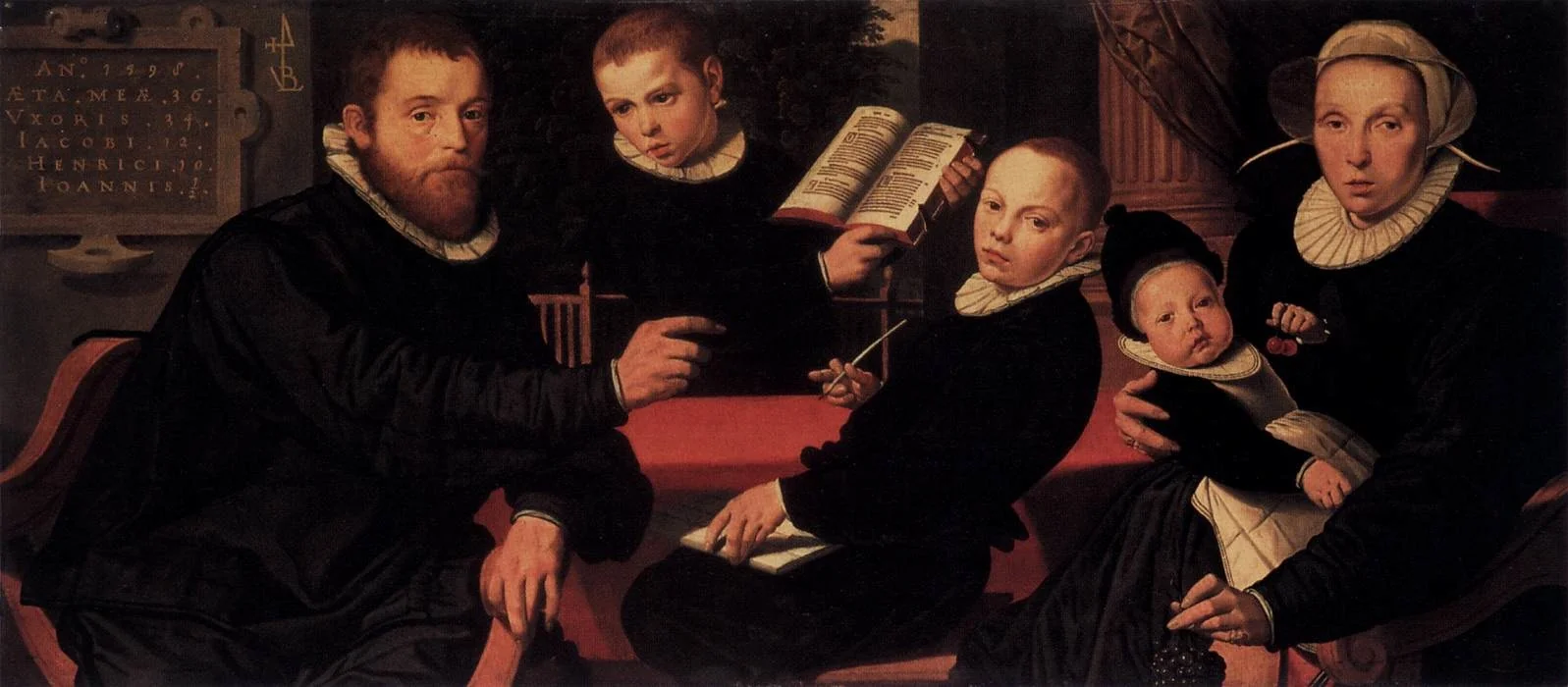Portrait of Laurens Jacobsz. (....-1603) and his family, detail