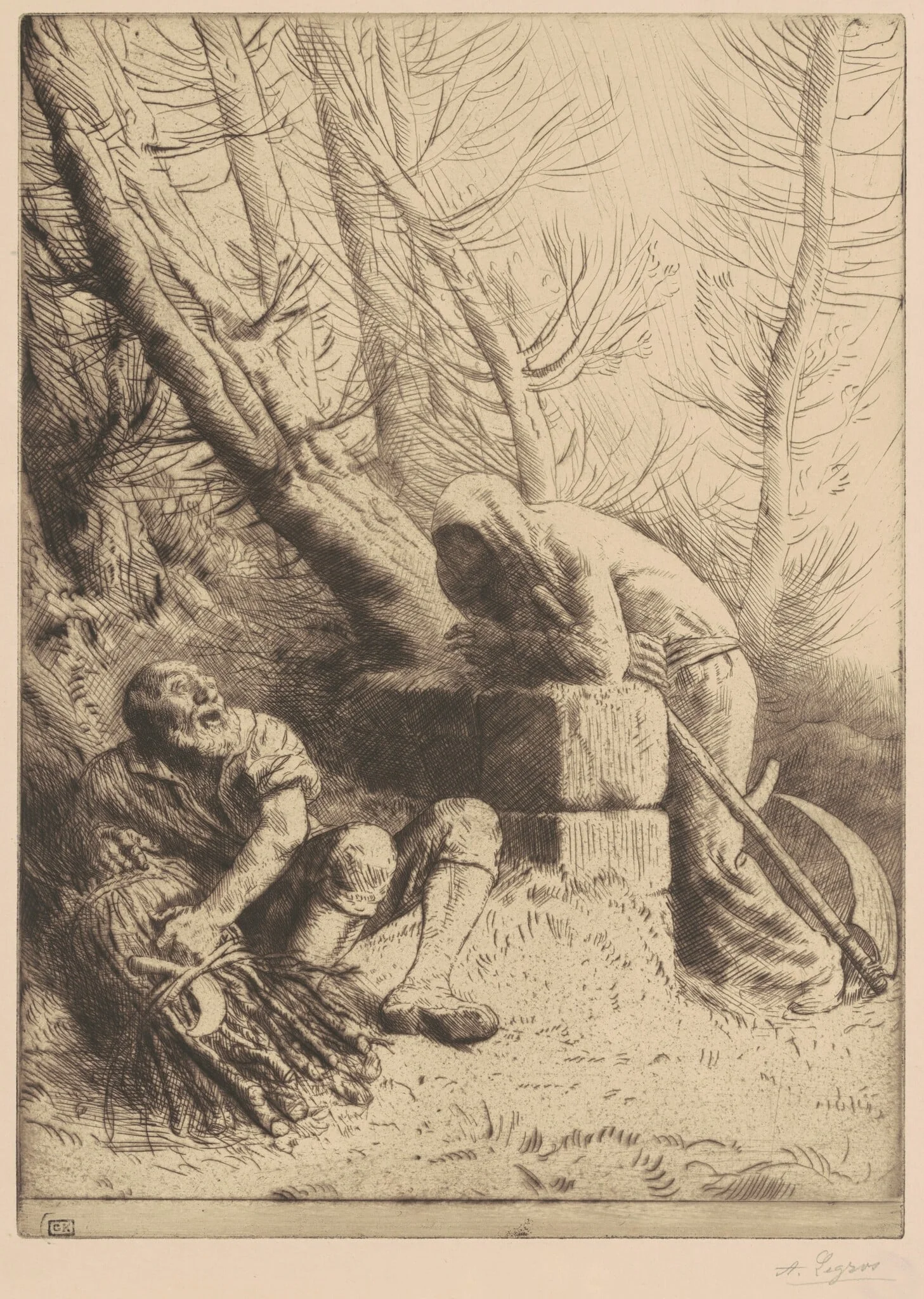 Death and the Woodcutter, 4th plate (La Mort et le bûcheron), detail