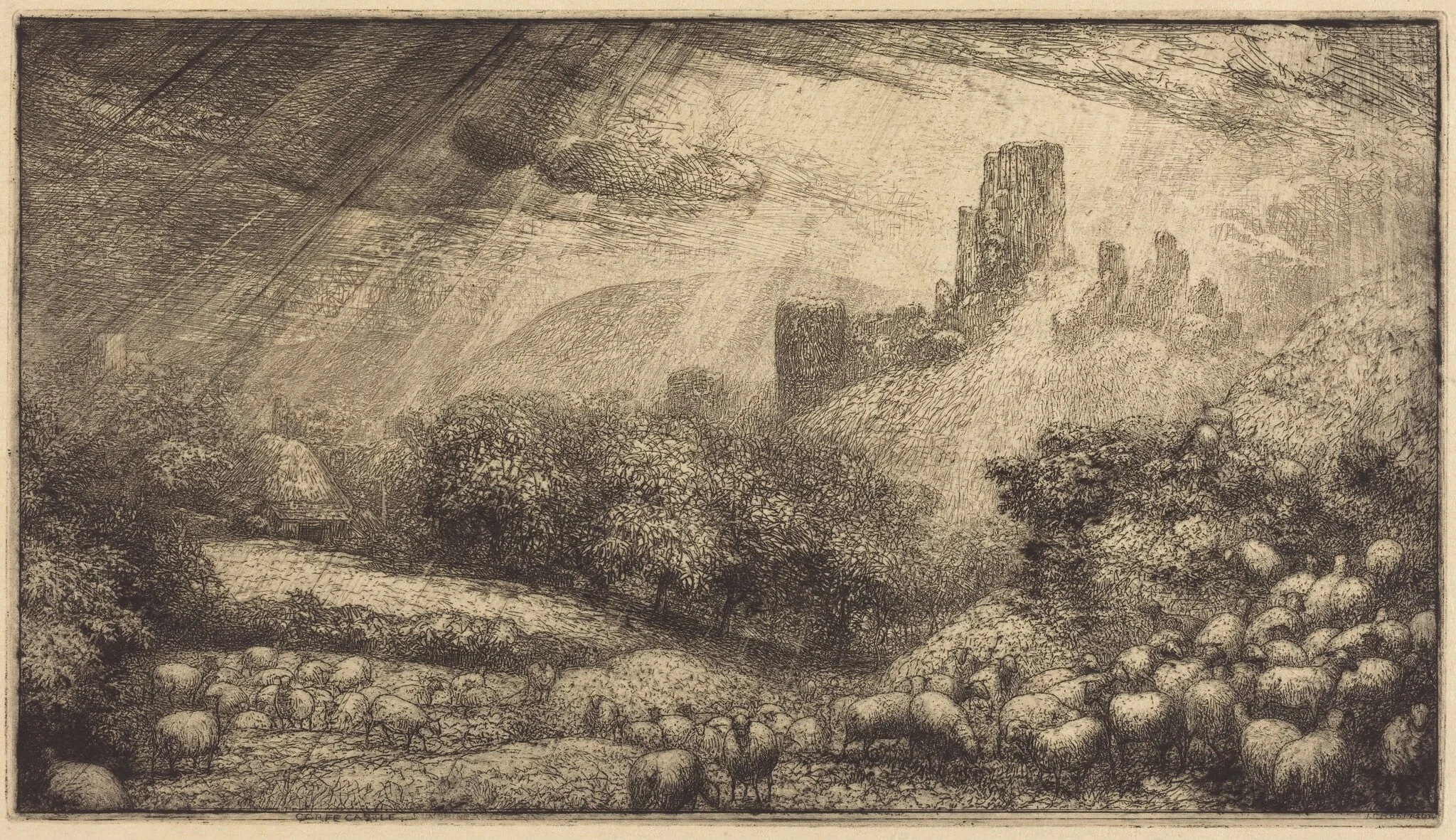Corfe Castle: Effect of Sunshine after Rain, detail