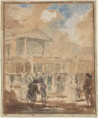 Parade (A Theatrical Procession in Paris), by Augustin de Saint-Aubin, chalk, 1772