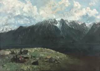 Panoramic View of the Alps, Les Dents du Midi, by Gustave Courbet, oil