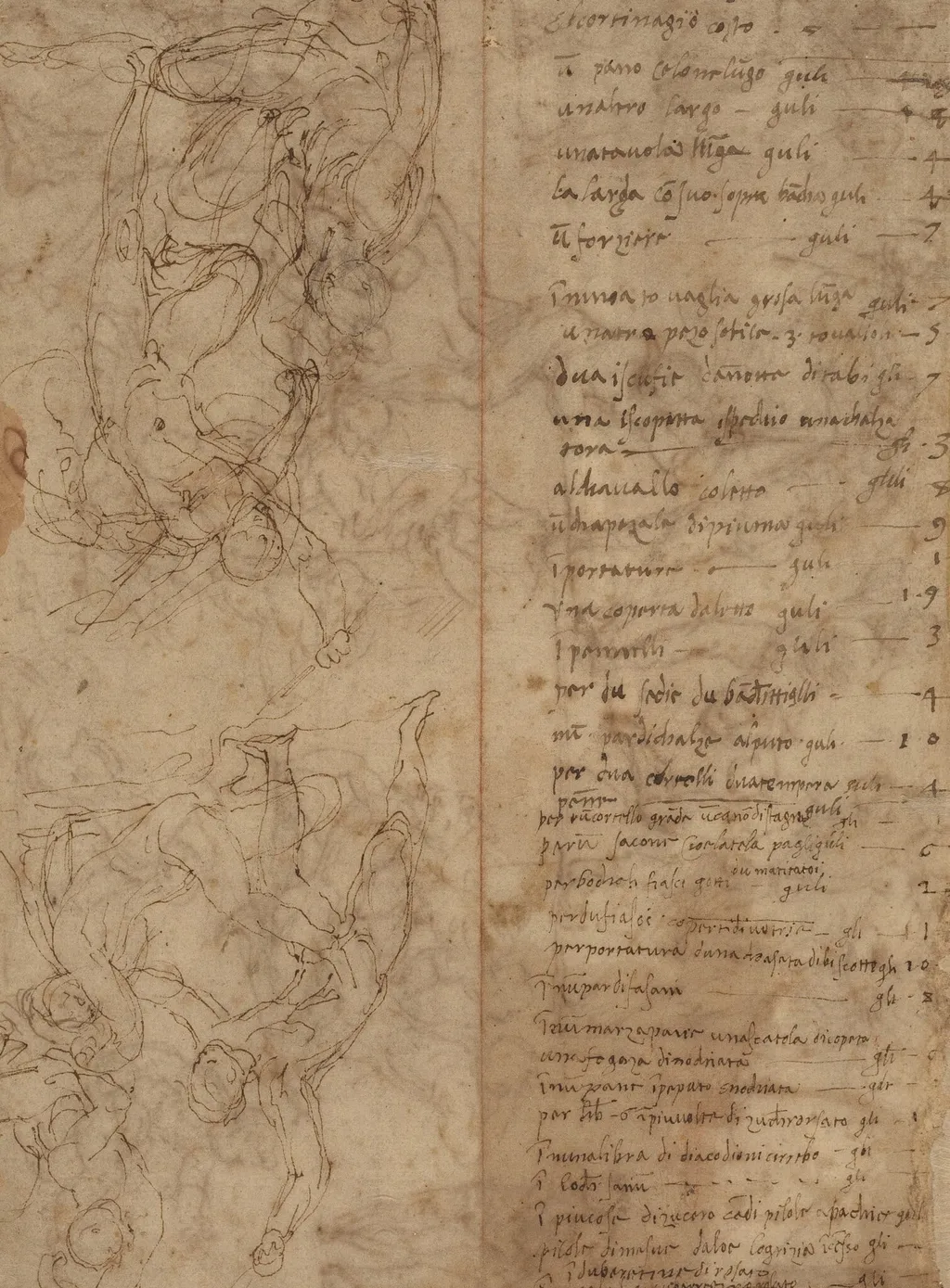 Figure Studies [verso], by Perino del Vaga, ink, 1535