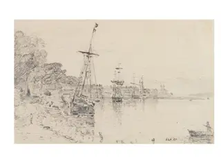 River scene at Mistley, Essex, by John Constable, 1818