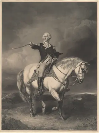 George Washington on Horseback, by William Holl II, ink