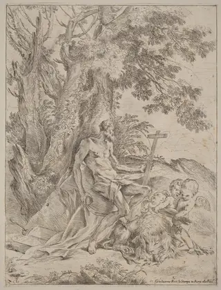 Saint Jerome, by Pietro Testa, ink, 1634