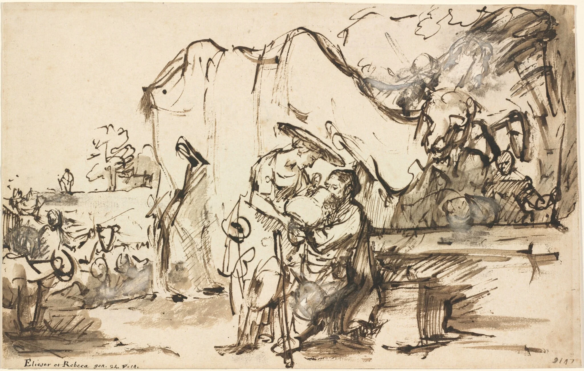 Eliezer and Rebecca at the Well, detail
