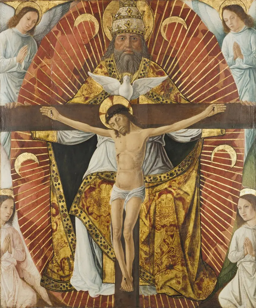 The Trinity, by Laurent Girardin, oil, 1460