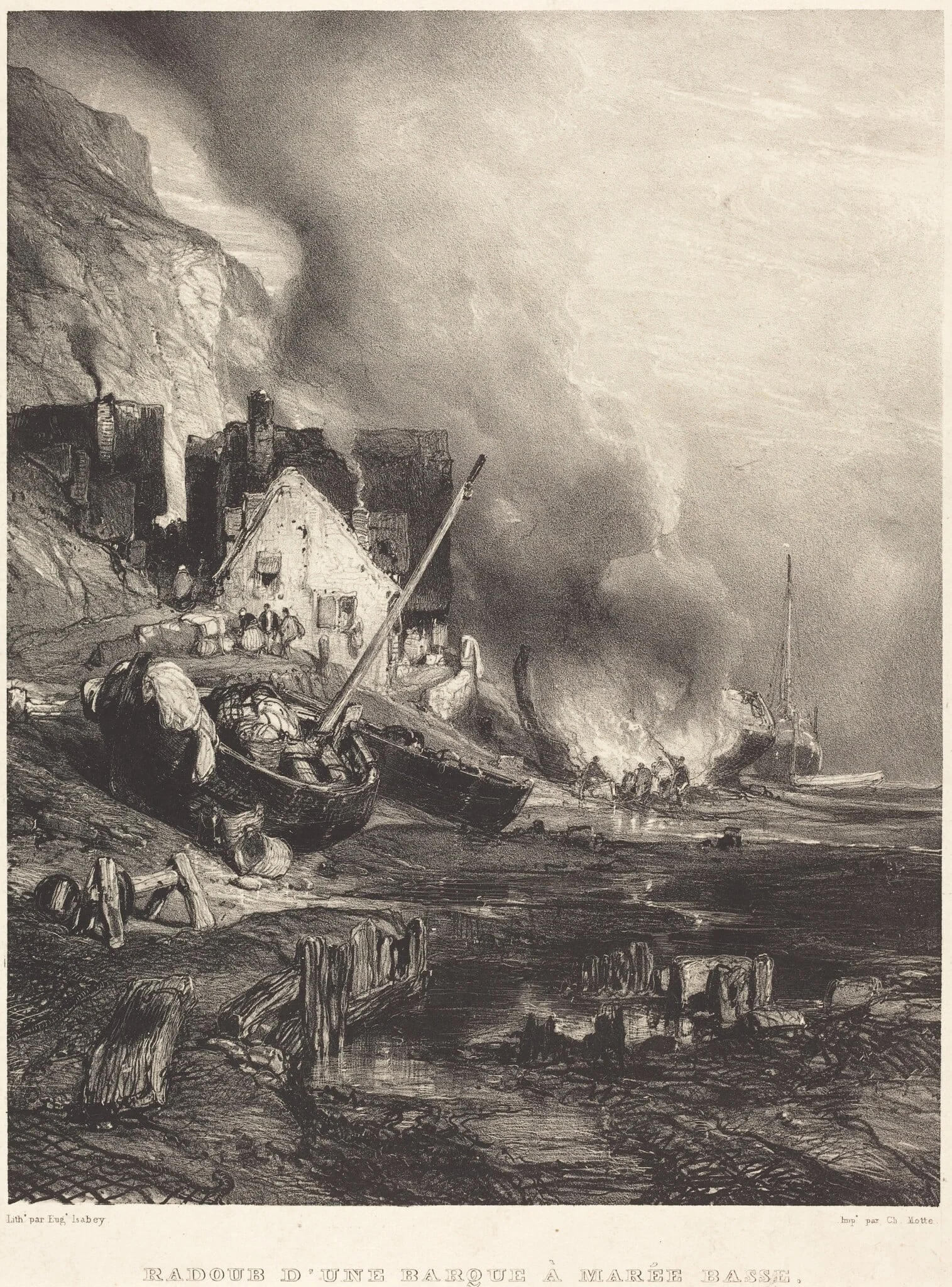 Radoub d'une barque à Marée Basse, detail