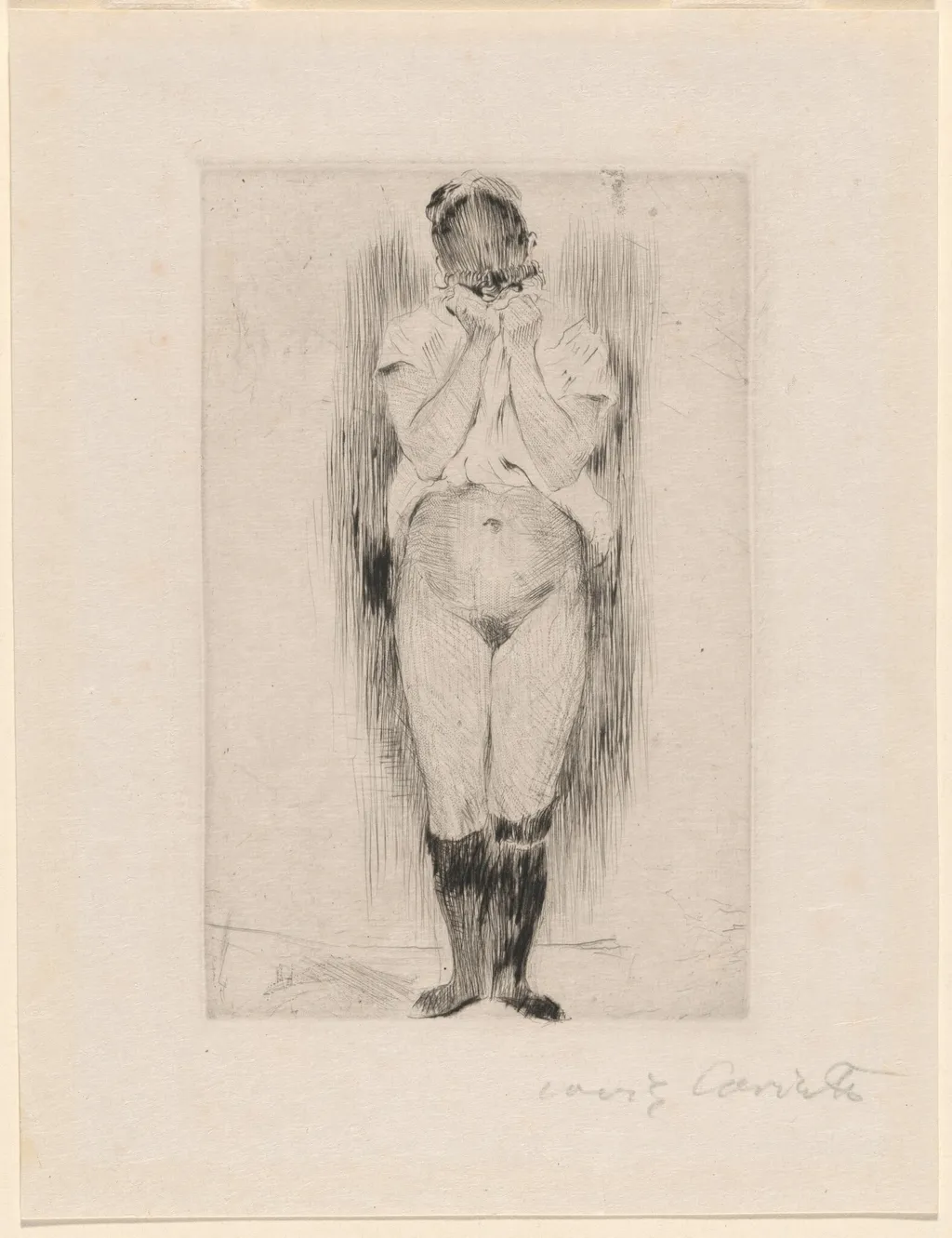 Crying Girl, by Lovis Corinth, ink, 1899