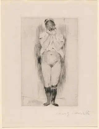 Crying Girl, by Lovis Corinth, ink, 1899